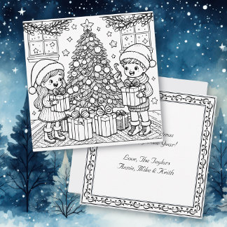 Colour Me Page | Christmas Morning Card