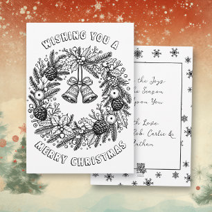 Colour Me Page   Christmas Wreath Holiday Card