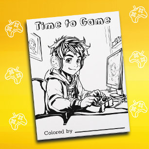 Colour Me Page for Kids Anime Gamer Time to Play