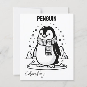 Colour Me Page for Kids Anime Penguin