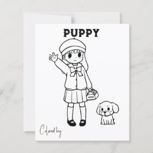 Colour Me Page for Kids Anime puppy personalise
