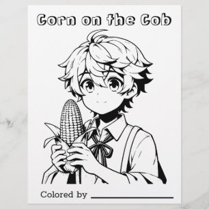 Colour Me Page for Kids Corn on the Cob