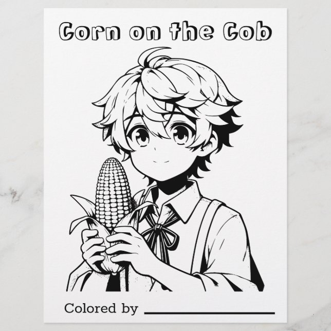 Colour Me Page for Kids | Corn on the Cob (Front)