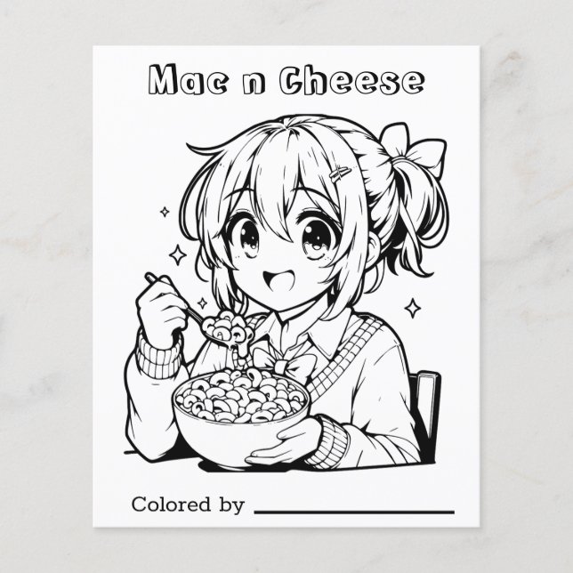 Colour Me Page for Kids | Mac n Cheese (Front)