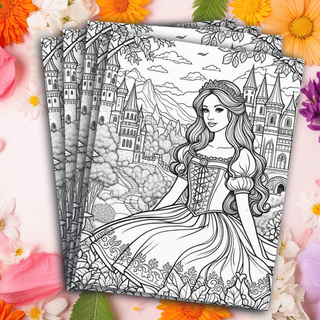 Colour Me Page | Pretty Princess and Castle (Creator Uploaded)