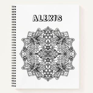 Colour Me, Personalised Butterfly Mandala Notebook