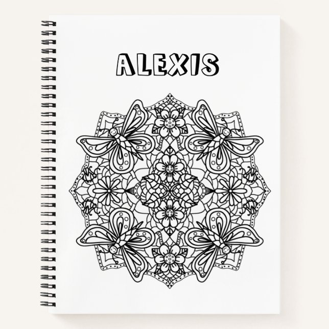 Colour Me, Personalised Butterfly Mandala Notebook (Front)