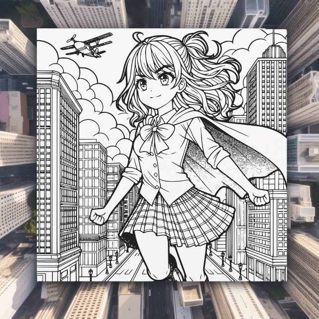 Colour Me Poster  | Anime Superhero Girl (Creator Uploaded)