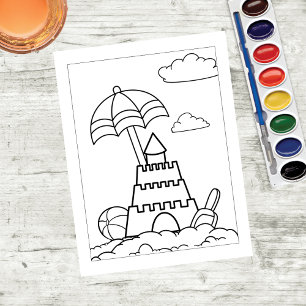 Colour Me Sand Castle at Beach   Activity Cards