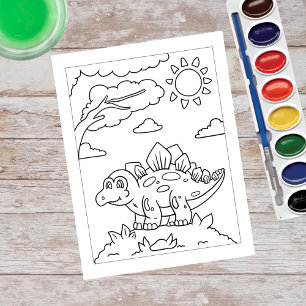 Colour Me Stegosaurus Dinosaur Activity Cards