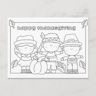 Colour me Thanksgiving postcard