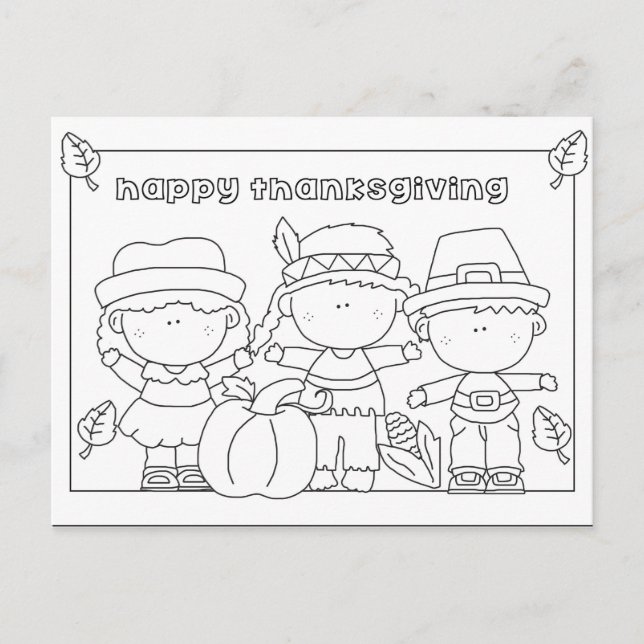 Colour me Thanksgiving postcard (Front)