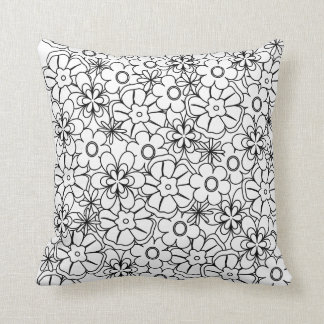 Colour-Me Your Theme Funky Hippy Retro Flowers Cushion