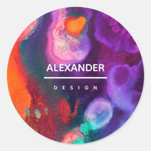 Colour Meditation   Abstract Watercolor Art Classic Round Sticker