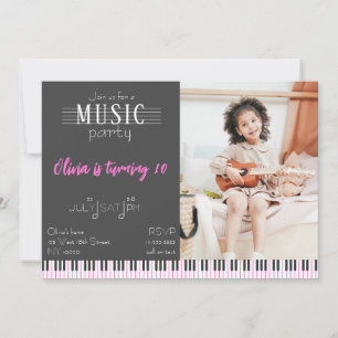 Colour Music Party Birthday Invitation