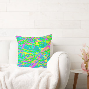 Colour My Dreams Scribble Pattern Expressive Artsy Cushion