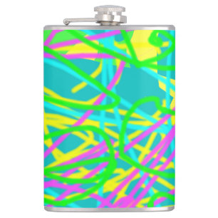 Colour My Dreams Scribble Pattern Expressive Artsy Hip Flask