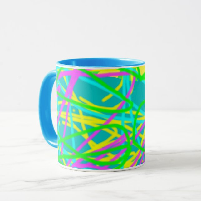 Colour My Dreams Scribble Pattern Expressive Artsy Mug (Front Left)
