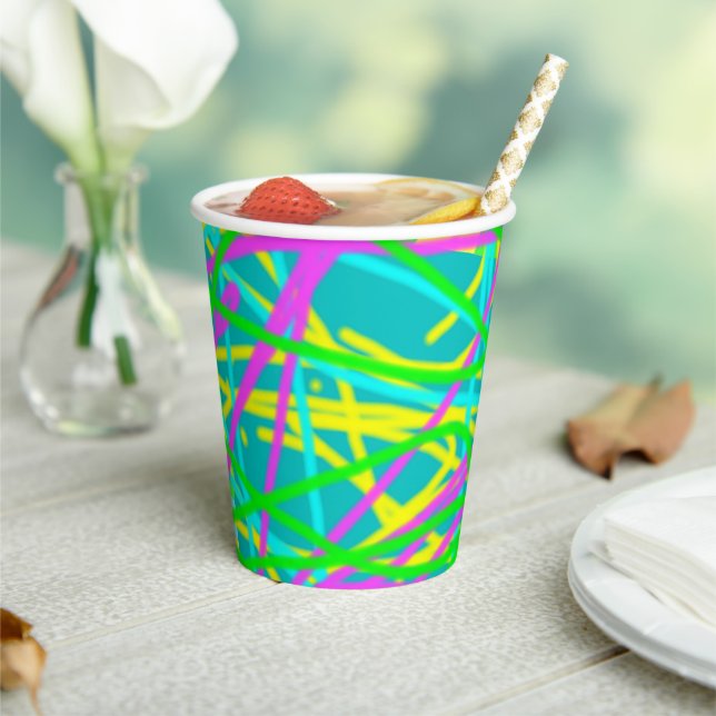 Colour My Dreams Scribble Pattern Expressive Artsy Paper Cups (Insitu)