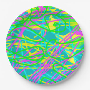 Colour My Dreams Scribble Pattern Expressive Artsy Paper Plate