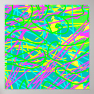 Colour My Dreams Scribble Pattern Expressive Artsy Poster