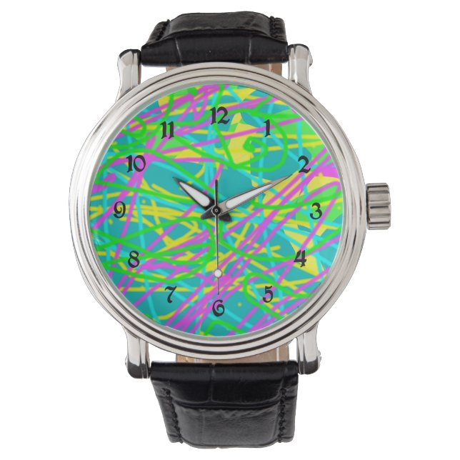 Colour My Dreams Scribble Pattern Expressive Artsy Watch (Front)