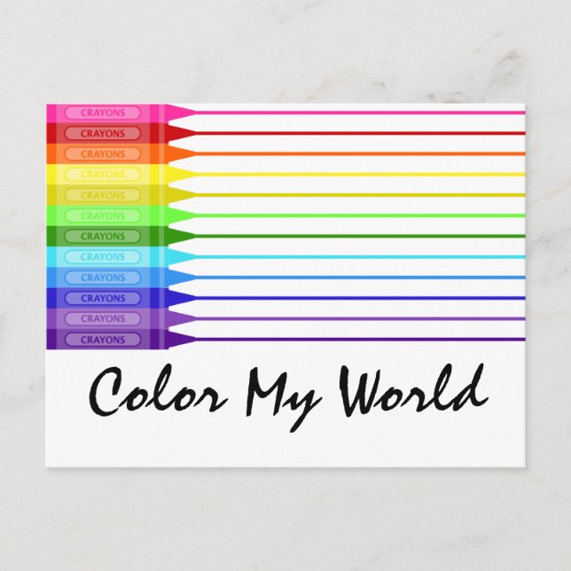Colour My World Rainbow Crayons Postcard (Front)
