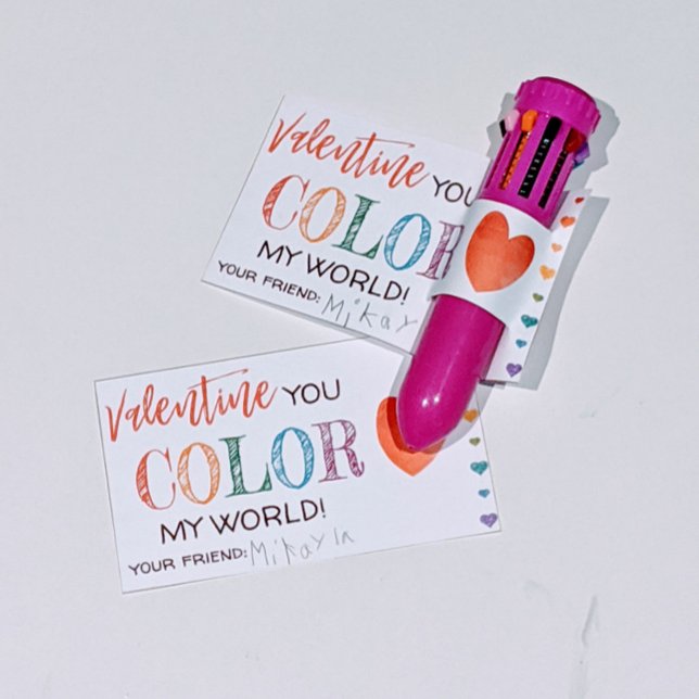 Colour My World Valentine Shuttle Pen Class Card (Insert a Shuttle Pen or other gift for your Valentine's)