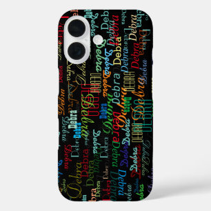 Colour Name All Over . Personalised Black  iPhone 16 Case