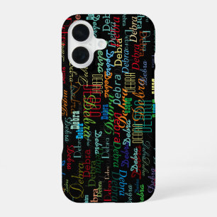 Colour Name All Over . Personalised Black  iPhone 16 Case