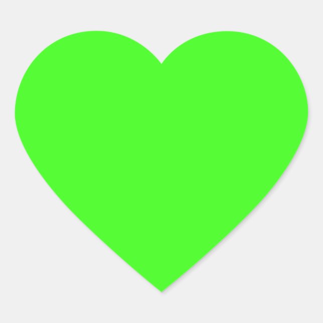 colour neon green heart sticker (Front)