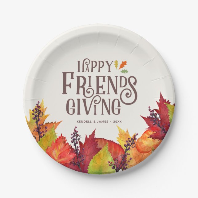 Colour of Autumn | Friendsgiving Paper Plate (Front)
