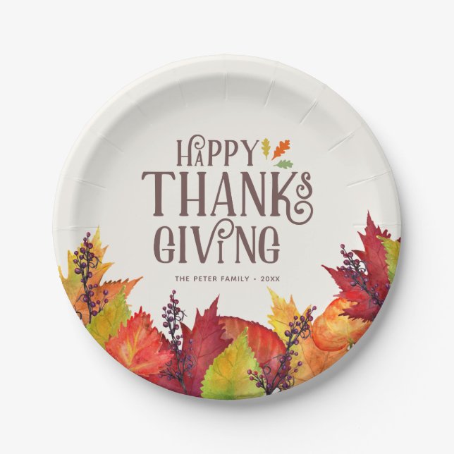 Colour of Autumn | Thanksgiving  Paper Plate (Front)