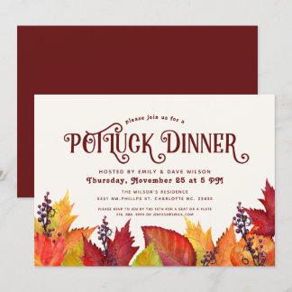 Colour of Autumn | Thanksgiving PotLuck Dinner Invitation