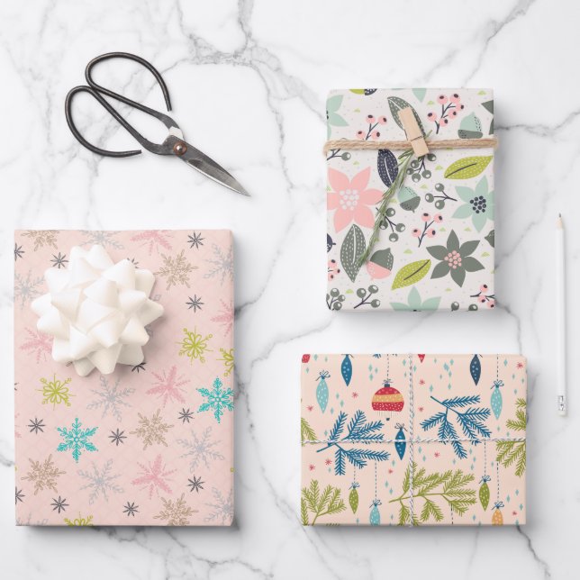Colour of Pink Christmas Bundle: Feminine Touch Wrapping Paper Sheet (Front)