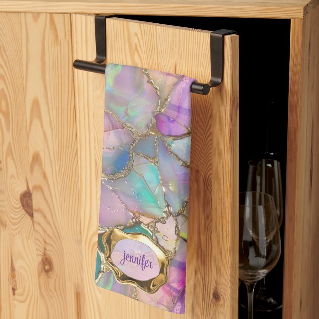 Colour Opal and Liquid Gold Tea Towel (Thirds Fold)