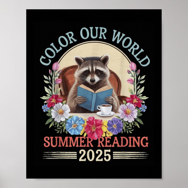 Colour Our World Racoon Summer Reading 2025  Poster (Front)