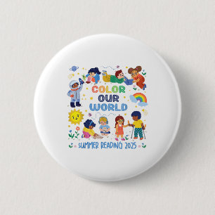 Colour Our World Summer Reading 2025 Book Kids Boy 6 Cm Round Badge