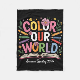 Colour Our World Summer Reading 2025 Cute Book Wil Fleece Blanket