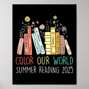 Colour Our World Summer Reading 2025 Cute Book Wil Poster