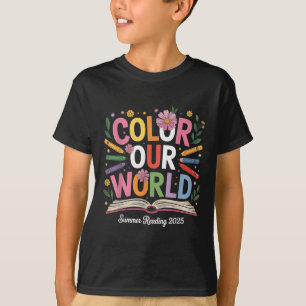 Colour Our World Summer Reading 2025 Cute Book Wil T-Shirt