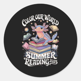 Colour Our World Summer Reading 2025 Cute Libraria Classic Round Sticker