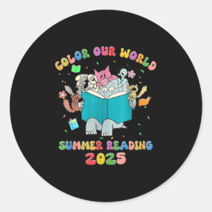Colour Our World Summer Reading 2025 Librarian Boo Classic Round Sticker