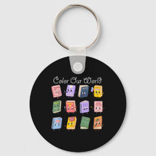 Colour Our World Summer Reading 2025 Librarian Tea Key Ring