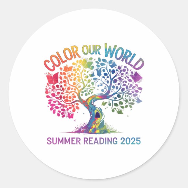 Colour Our World Summer Reading Program 2025 Book  Classic Round Sticker (Front)