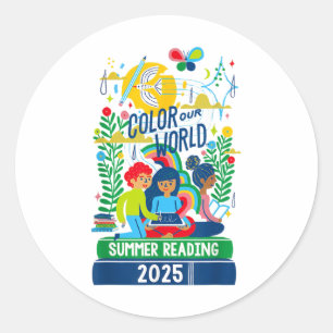 Colour Our World Summer Reading Program 2025 Book  Classic Round Sticker