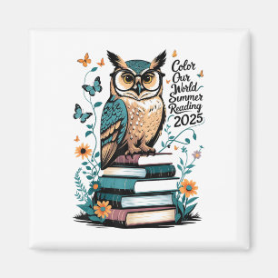 Colour Our World Summer Reading Program 2025 Owl _ Magnet