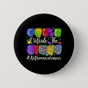 Colour Outside The Lines Autism Awareness Autistic 6 Cm Round Badge