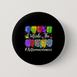 Colour Outside The Lines Autism Awareness Autistic 6 Cm Round Badge