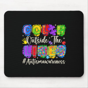 Colour Outside The Lines Autism Awareness Autistic Mouse Mat